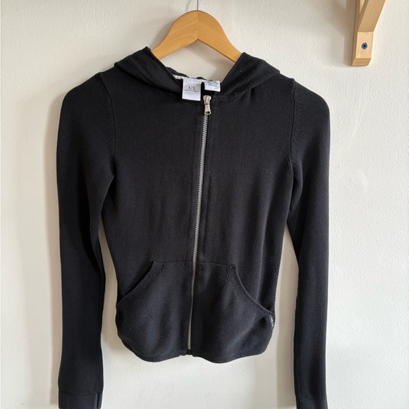 Vintage Armani Exchange Zip-Up Hoodie - Size S - Black - Picture 2 of 4